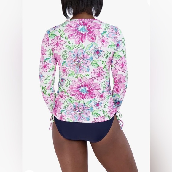 Stella Parker Long Sleeve Rash guard UPF 30 Floral Pull Over Swim Shirt Size XL - Picture 5 of 14